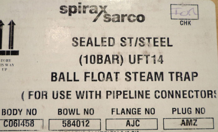 SPIRAX SARCO BALL FLOAT STEAM TRAP - UFT14-10