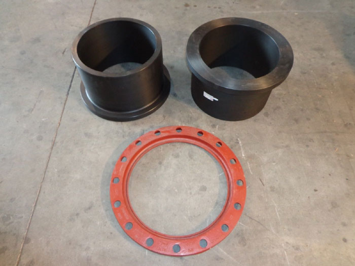 LOT OF (8) IPP 18" HDPE FLANGE ADAPTERS w/ CONVOLUTED DELTAFLEX BACKUP RING