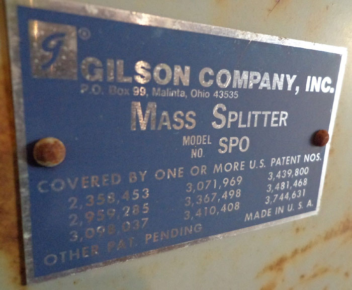 GILSON CO. INC. MASS SPLITTER -MODEL: SPO