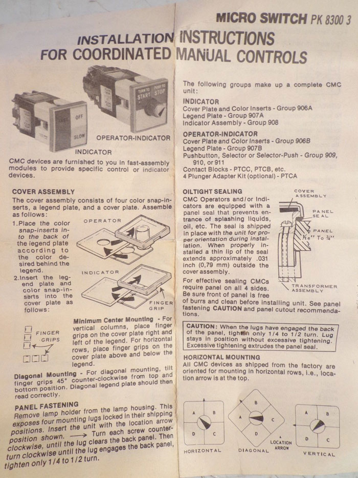 LOT OF (4) MICRO SWITCH COORDINATED MANUAL CONTROL (CMC)