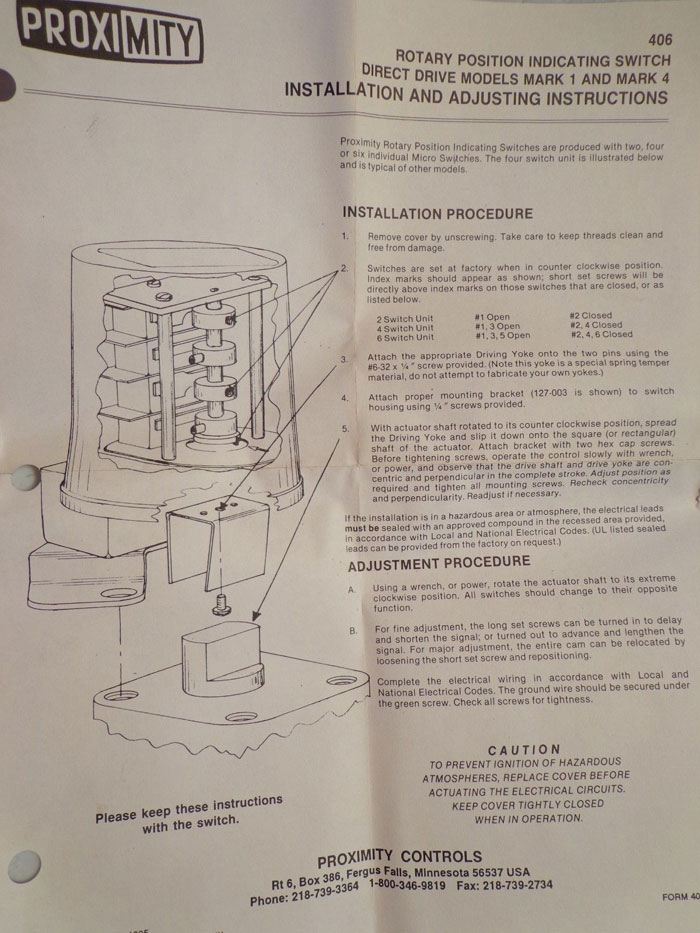 PROXIMITY CONTROLS ROTARY POSITION INDICATING SWITCH 12AD1