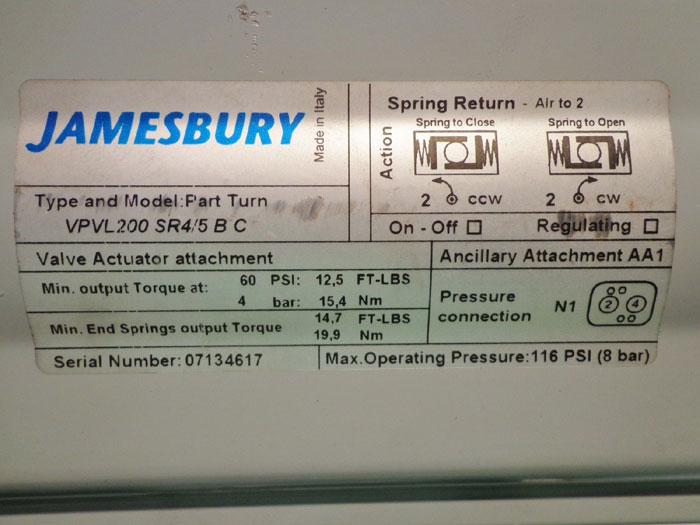 JAMESBURY 1" 300# BALL VALVE w/ ACTUATOR