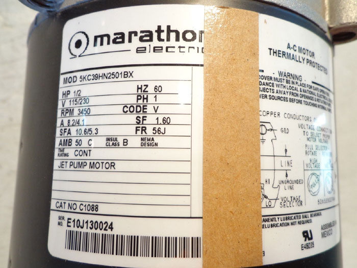 MARATHON ELECTRIC 1/2HP A-C MOTOR - MODEL 5KC39HN2501BX