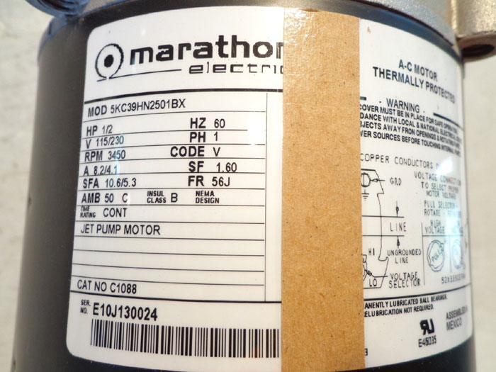 MARATHON ELECTRIC 1/2HP A-C MOTOR - MODEL 5KC39HN2501BX