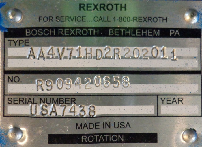 REXROTH HYDRAULIC PUMP AA4V71HD2R202011