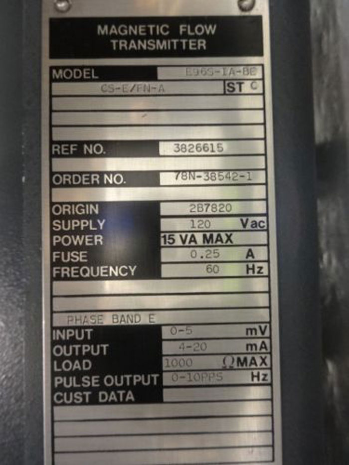 FOXBORO MAGNETIC FLOW TRANSMITTER - MODEL E96S-IA-BE-CS-E/FN-A