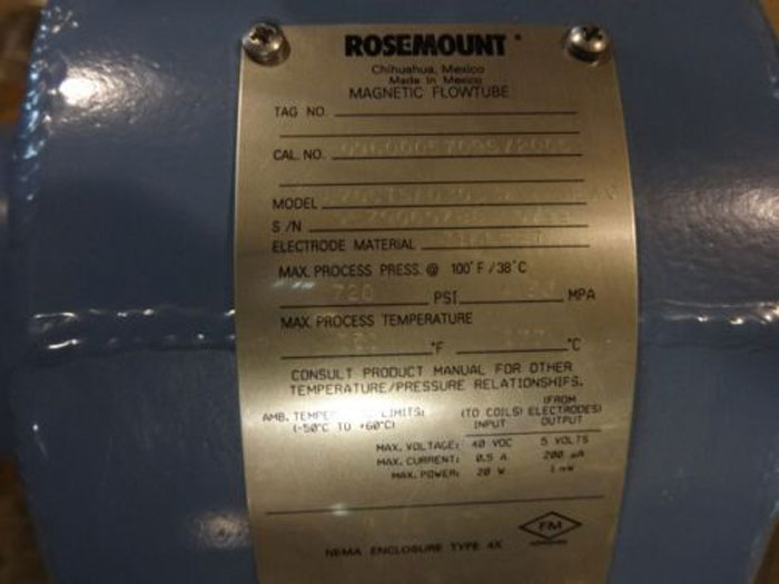 ROSEMOUNT MAGNETIC FLOW TUBE 8705TSA030SW1L1H2N0
