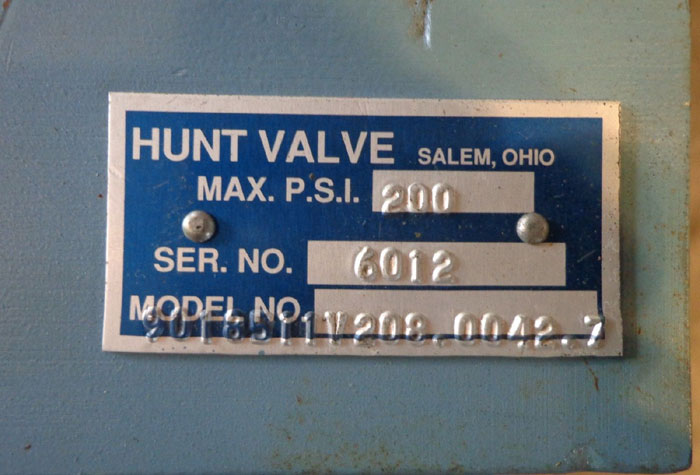 HUNT VALVE PNEUMATIC CYLINDER 9018511V208.0042.7