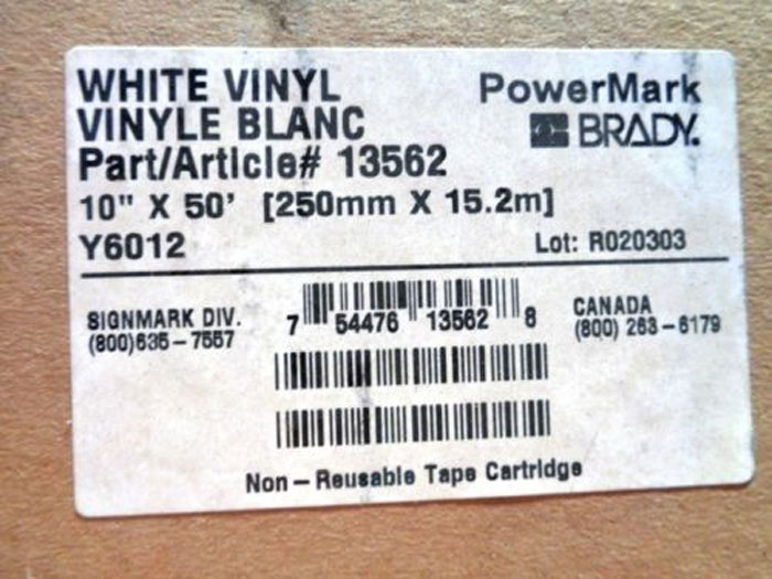 BRADY POWERMARK YELLOW VINYL TAPE CARTRIDGES 13563