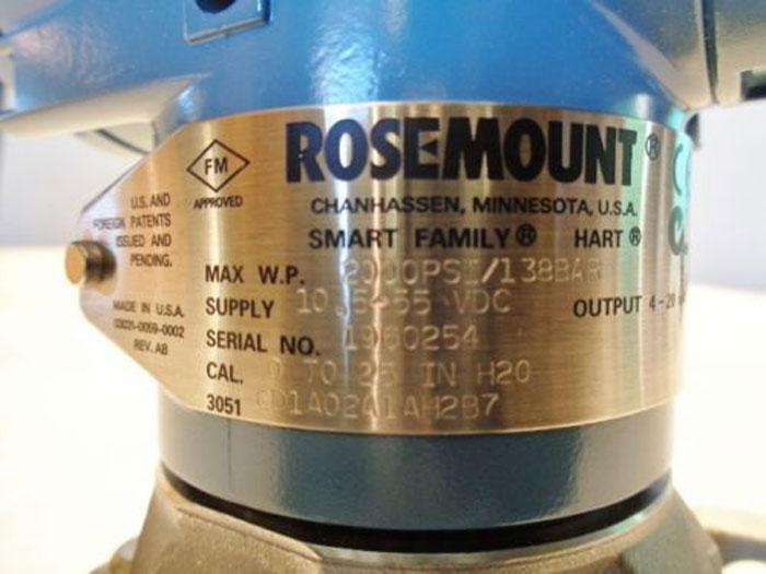 ROSEMOUNT SMART PRESSURE TRANSMITTER 3051CD1A02A1AH2B7