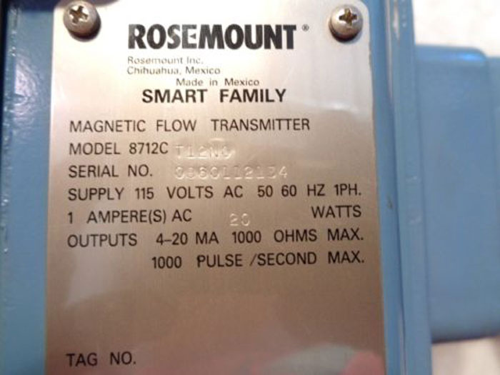 ROSEMOUNT SMART FAMILY TRANSMITTER w/ 3" MAGNETIC FLOWTUBE 8711TSA030S1N0