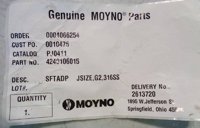 MOYNO PUMP SHAFT ADAPTER, SIZE J, CAT #: PJ0411, PART #: 4240106015