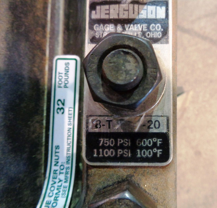 JERGUSON 3-SECTION SIGHT LEVEL GAUGE 8-T-21