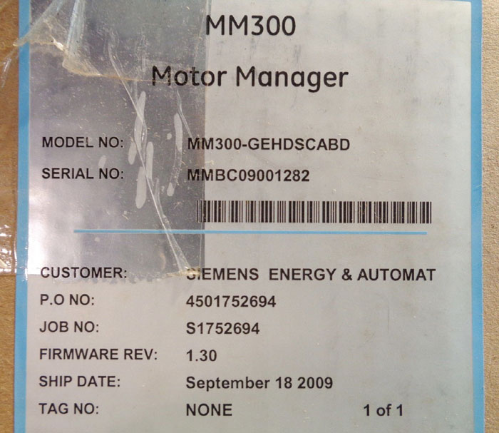 LOT OF GE MULTILIN MOTOR MANAGERS MM300-GEHDSCABD