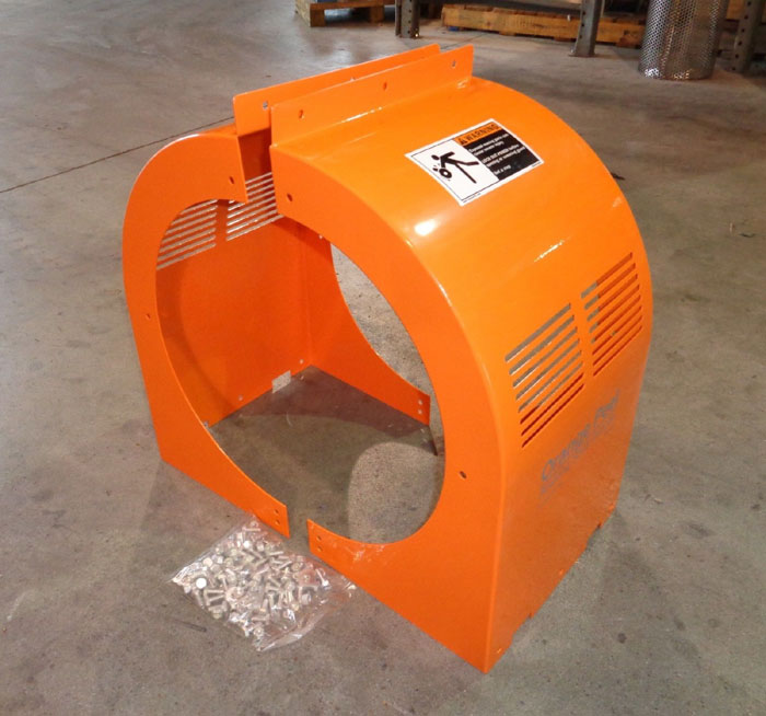 LOT OF FALK ORANGE PEEL SHAFT GUARDS & PEDESTAL BASE