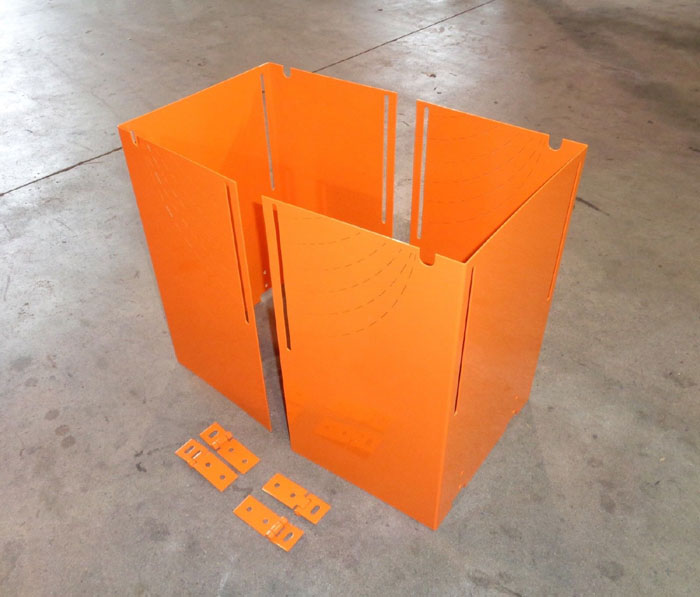 LOT OF FALK ORANGE PEEL SHAFT GUARDS & PEDESTAL BASE