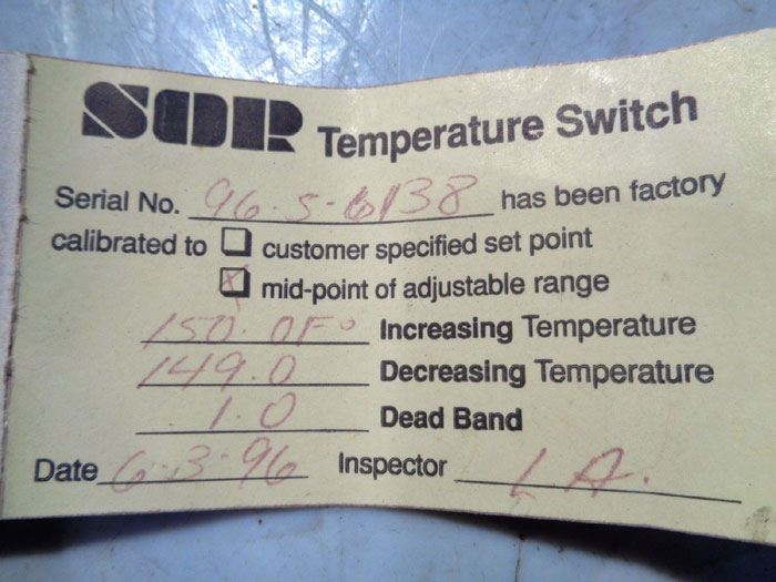 SOR TEMPERATURE SWITCH 205BAKB125U9C7ATT