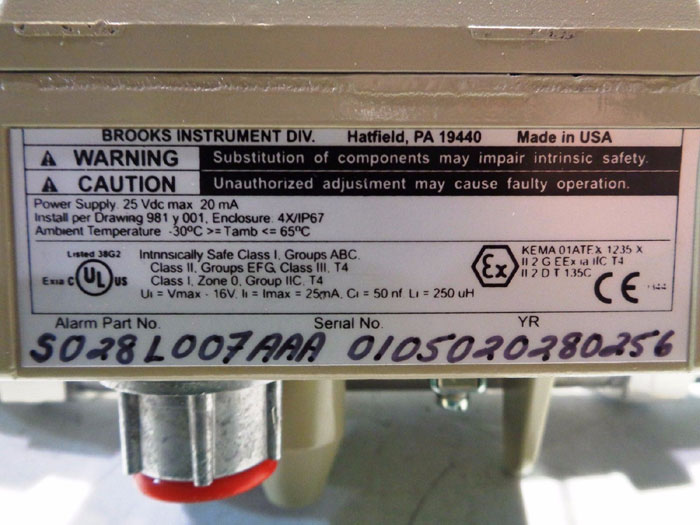 BROOKS 3810 VARIABLE AREA FLOWMETER 3810A11A1RBD1P1