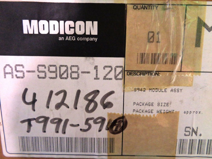 MODICON REMOTE I/O PROCESSOR AS-S908-120 W/ EXECUTIVE CARTRIDGE AS-E908-031