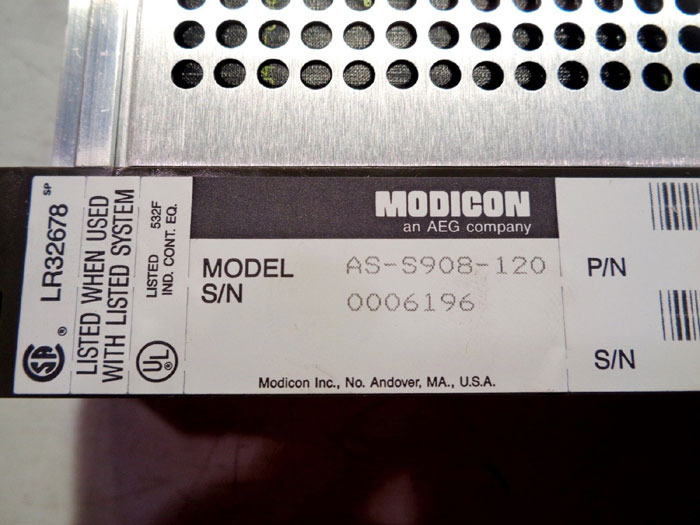 MODICON REMOTE I/O PROCESSOR AS-S908-120 W/ EXECUTIVE CARTRIDGE AS-E908-031