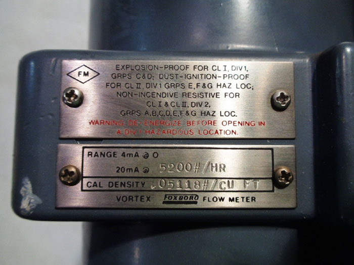 FOXBORO 6" VORTEX FLOWMETER E83 F-06S1KSSI