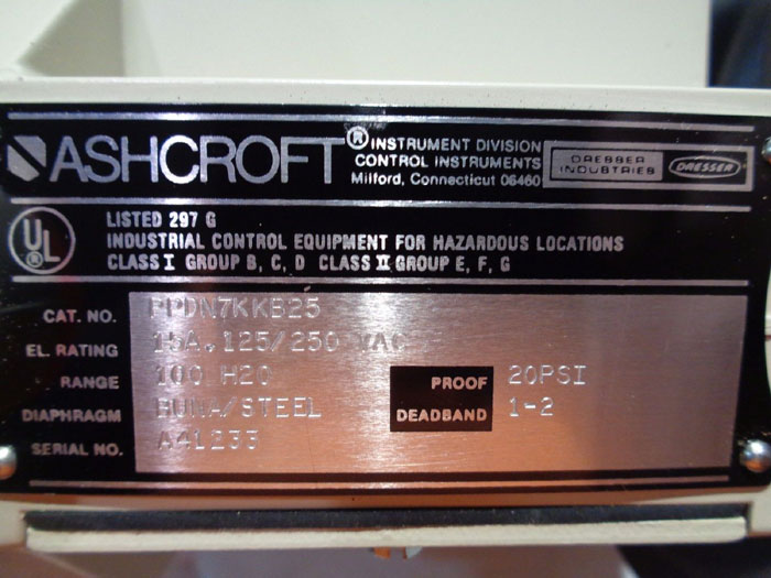 ASHCROFT P SERIES PRESSURE SWITCH