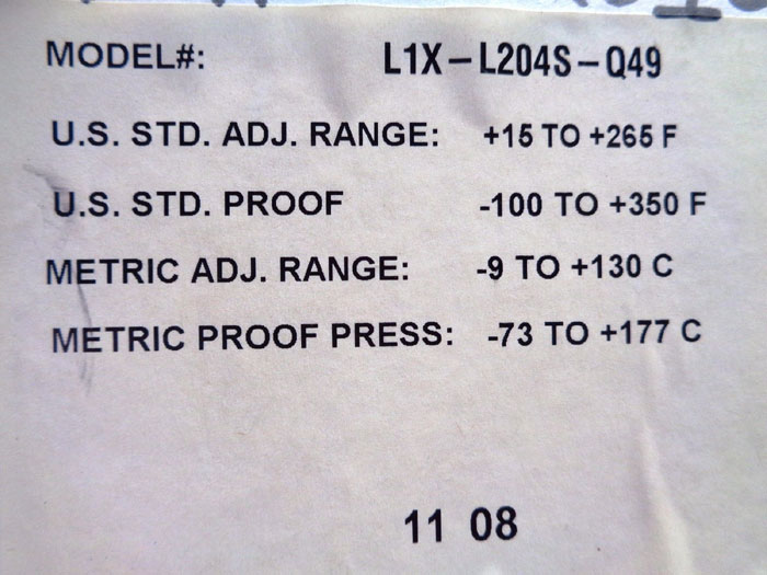 BARKSDALE TEMPERATURE SWITCH L1X-L204S-Q49