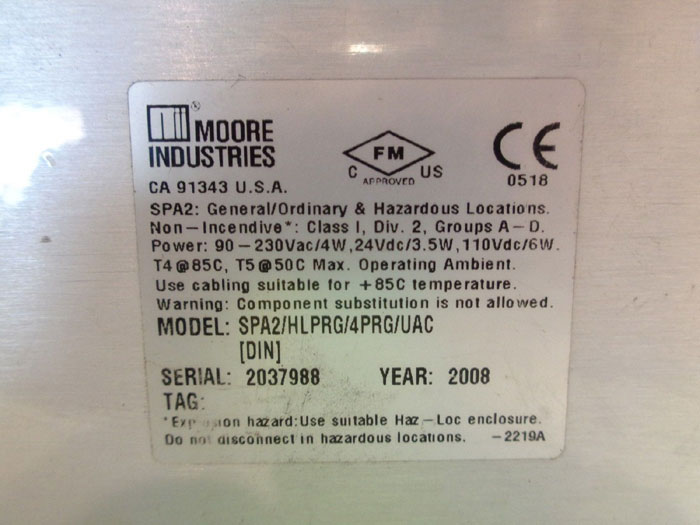 MOORE SPA2 SITE PROGRAMMABLE ALARM SPA2/HLPRG/UAC [DIN]