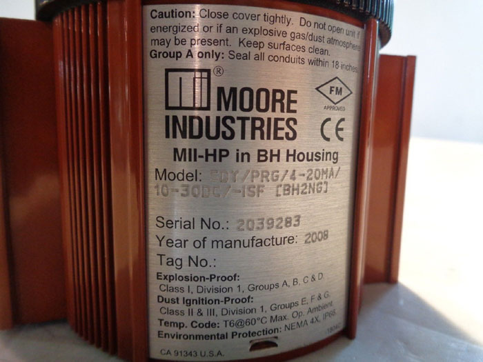 MOORE EXPLOSION PROOF MII-HP IN BH HOUSING SDY/PRG/4-20MA/10-30DC/-ISF [BH2NG]