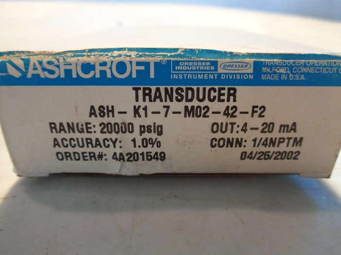ASHCROFT TRANSDUCER K1-7-M02-42-F2