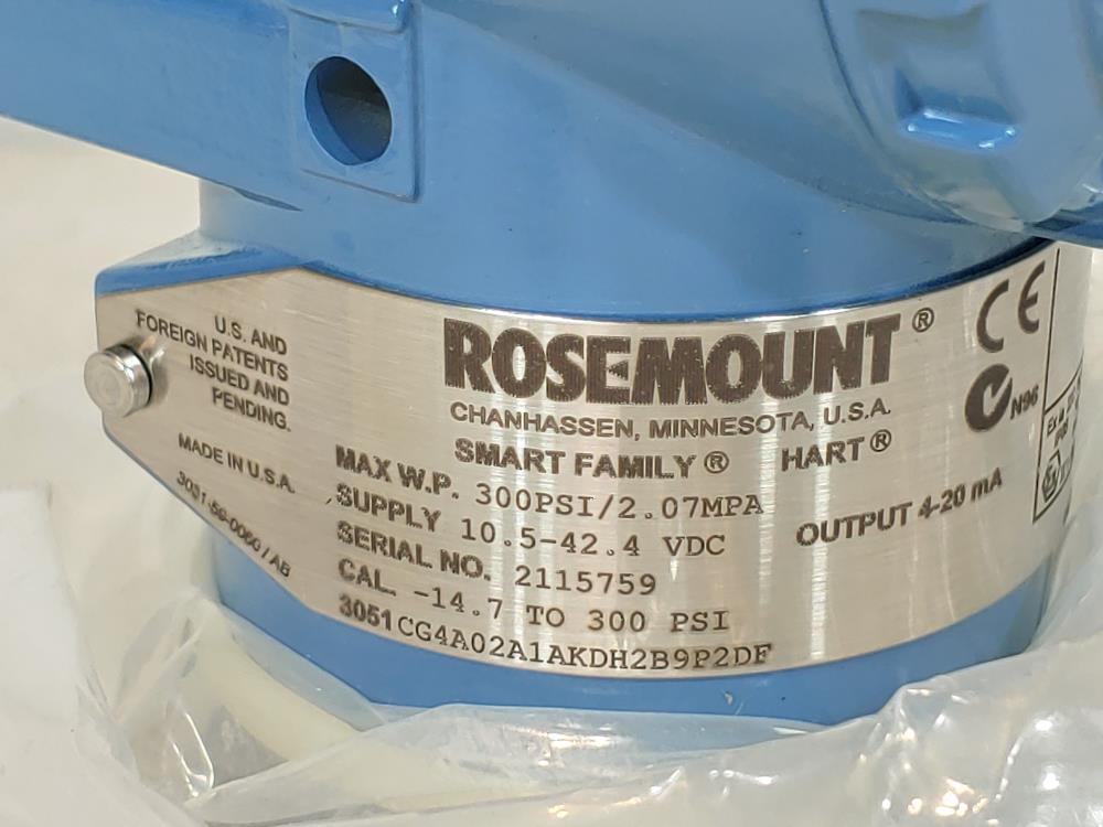 ROSEMOUNT PRESSURE TRANSMITTER 3051CG4A02A1AKDH2B9P2DF