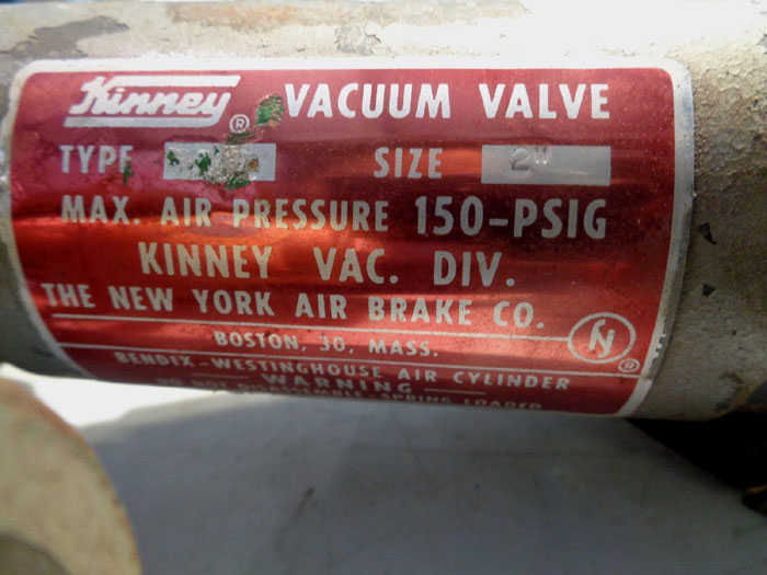 KINNEY 2" VACUUM VALVE DCTP