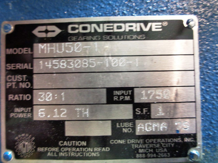 TEXTRON CONEDRIVE RIGHT ANGLE GEAR BOX MHU50-1