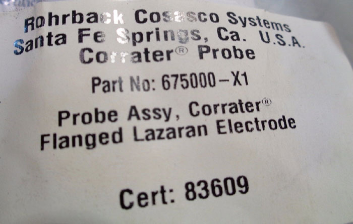 ROHRBACK COSASCO CORRATER PROBE 675000-X1 W/ SILVER CHLORIDE ELECTRODE 746017