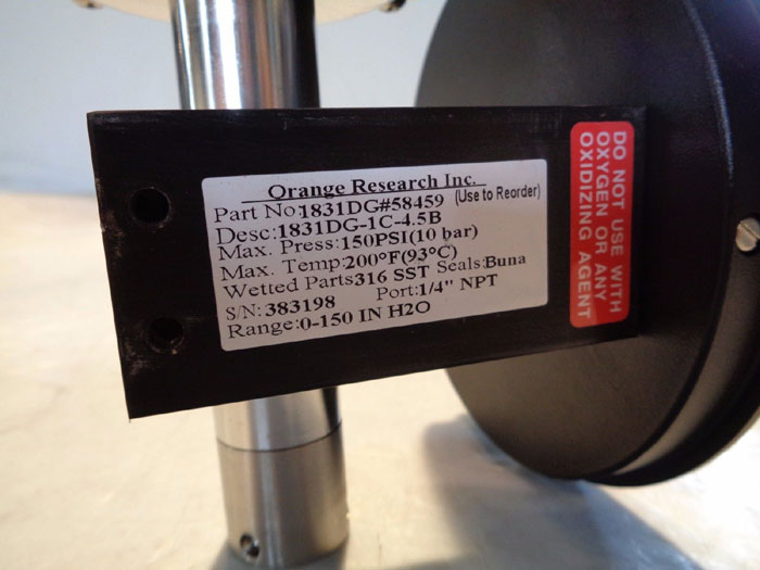 ORANGE RESEARCH DIAPHRAGM DIFFERENTIAL PRESSURE GAUGE 1831DG#58459