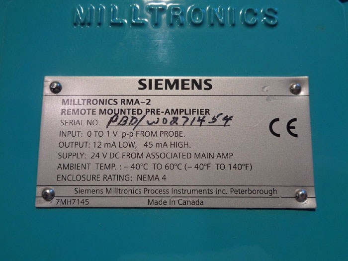 SIEMENS MILLTRONICS RMA-2 REMOTE MOUNTED PRE-AMPLIFIER 7MH71450A