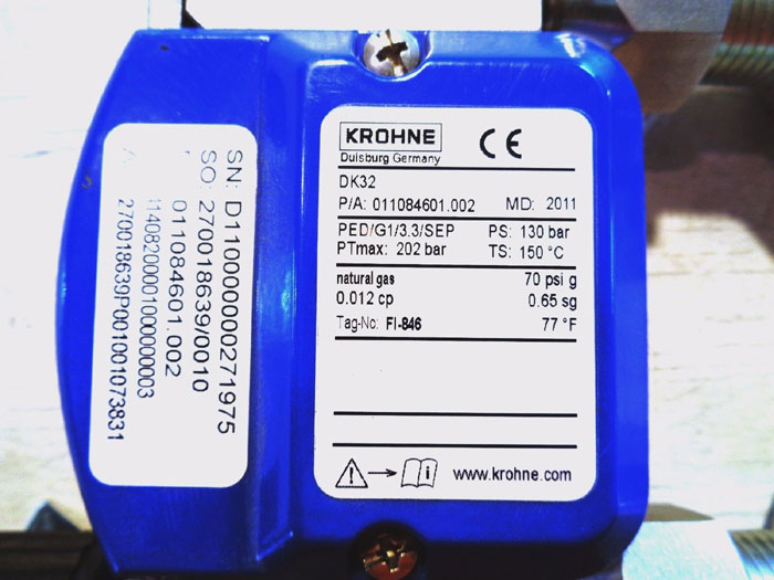 KROHNE VARIABLE AREA FLOWMETER /W DIFFERENTIAL PRESSURE REGULATOR DK32