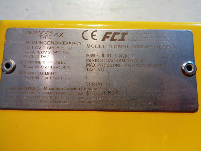 FLUID COMPONENTS ST98 FlexMASSter MASS FLOW METER ST98HT-1ANN0A2JEEF100