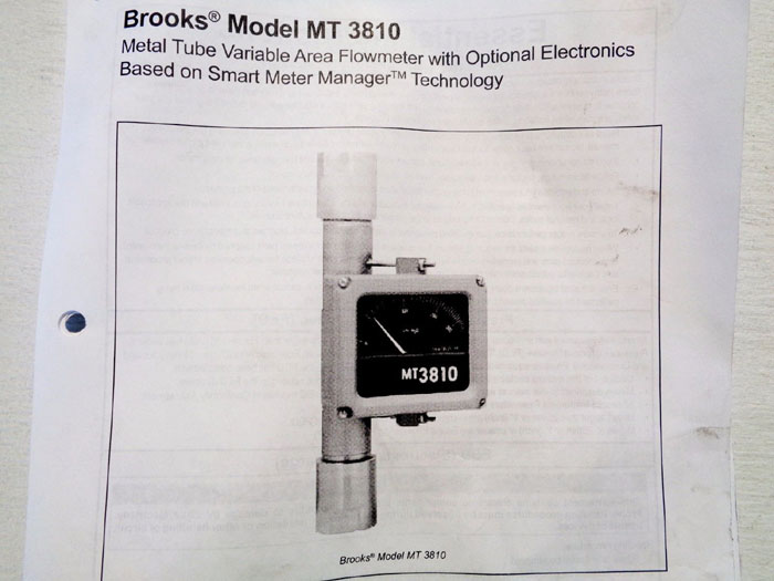 BROOKS 1/2" MT3810 METAL TUBE VARIABLE AREA FLOWMETER 3810A12B28AA1A1