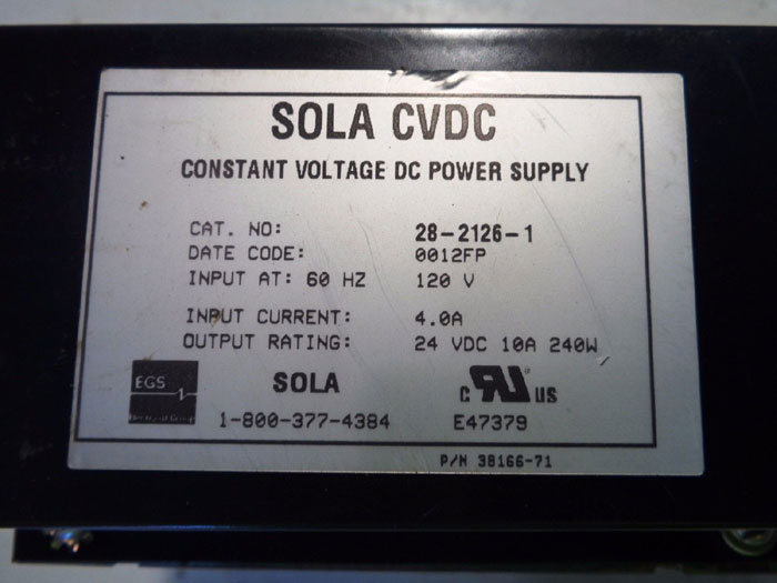 EGS SOLA CVDC POWER SUPPLY 28-2126-1