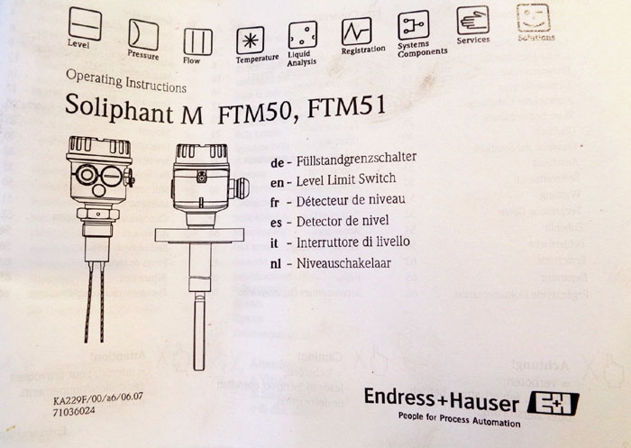 ENDRESS HAUSER SOLIPHANT M, FTM51-DAF2Q4A37AD