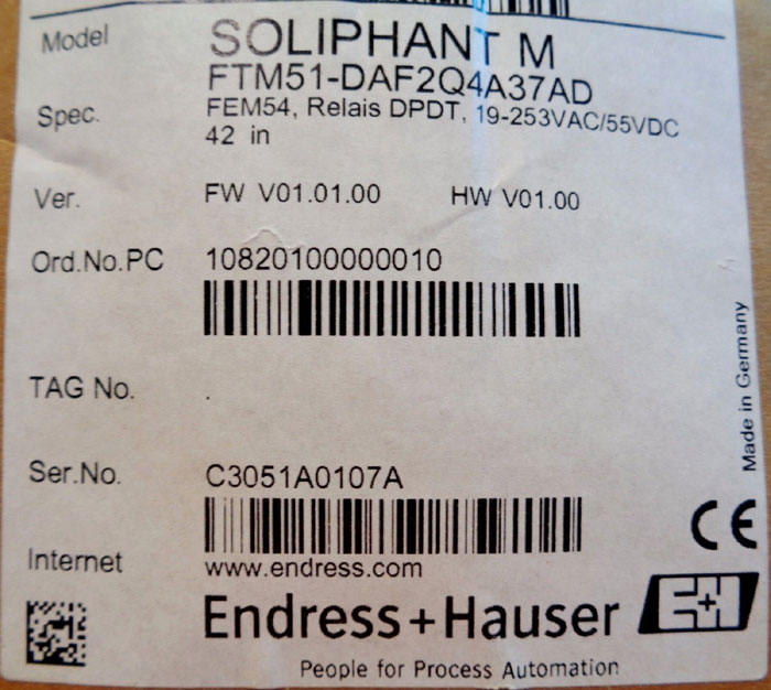 ENDRESS HAUSER SOLIPHANT M, FTM51-DAF2Q4A37AD