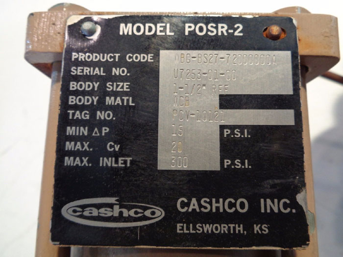 CASHCO POSR-2 PILOT OPERATED PRESSURE REDUCING REGULATOR WBG-BS27-72000000A