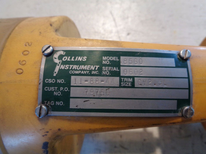 COLLINS INSTRUMENT PLASTIC CONTROL VALVE 8560