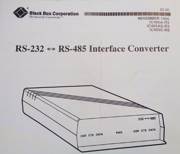 BLACK BOX RS-232 TO RS-485 INTERFACE CONVERTER IC485A-R3