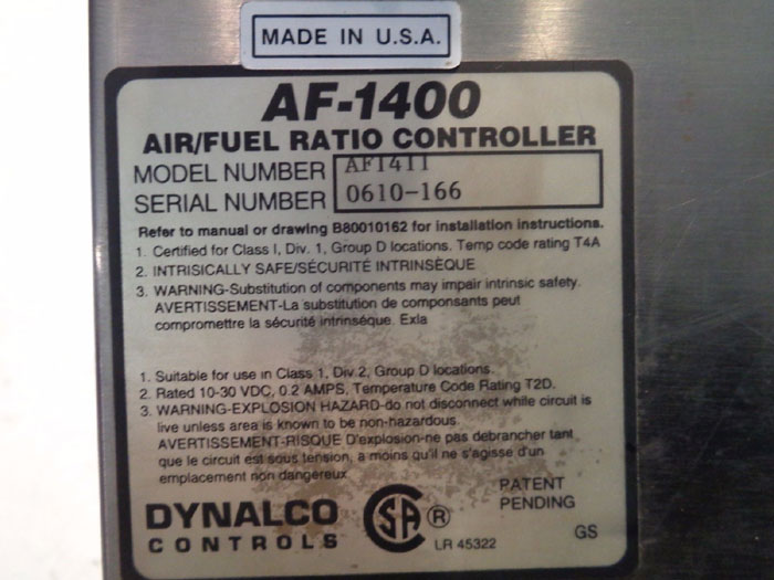 DYNALCO CONTROLS AF-1400 AIR/FUEL RATIO CONTROLLER