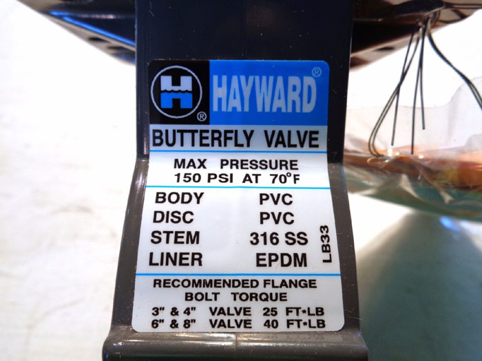 HAYWARD 1-1/2" TO 2" PVC BUTTERFLY VALVE BY110200ELA