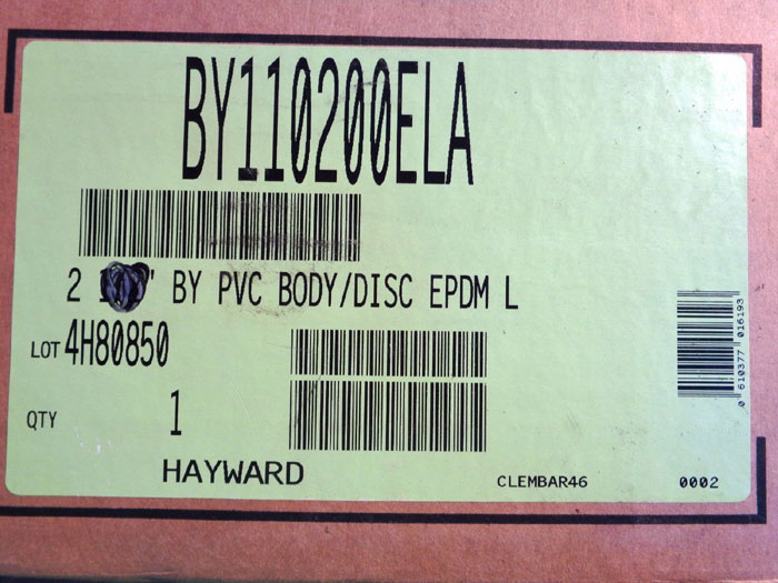 HAYWARD 1-1/2" TO 2" PVC BUTTERFLY VALVE BY110200ELA