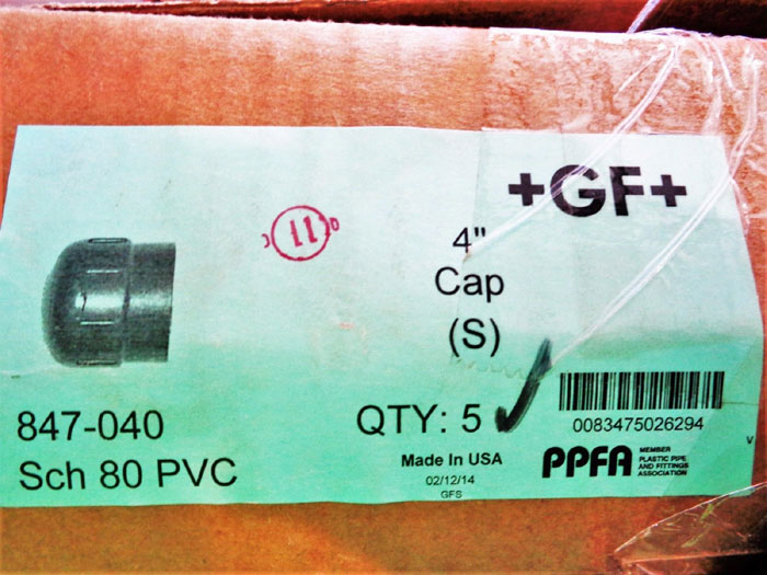 LOT OF (14) GSR GF 4" SCHEDULE 80 HI-STRENGTH SLIP STYLE PVC CAP 847-040