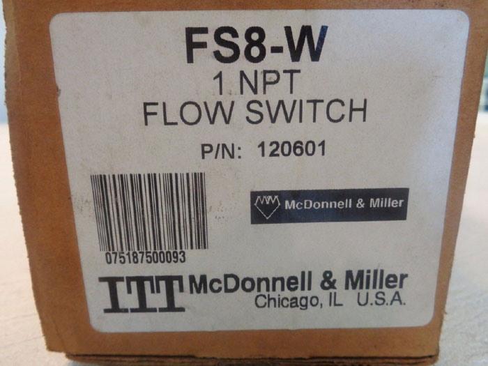 LOT OF (2) ITT MCDONNELL & MILLER FLOW SWITCH, MODEL#: FS8-W & MODEL#: FS4-3